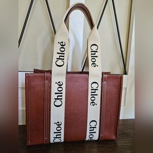 Chloe woody tote bag leather